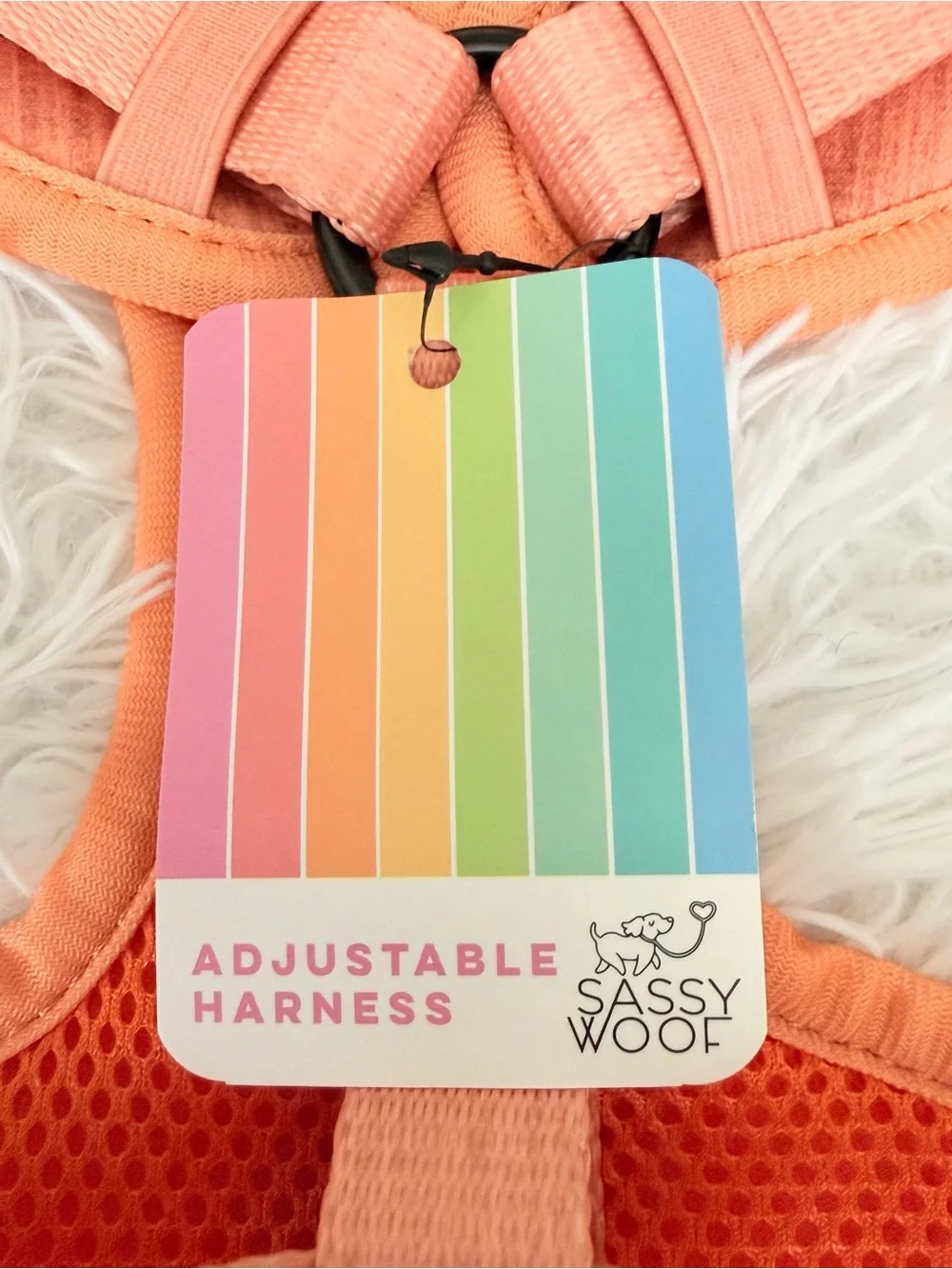 Sassy Woof Coral Orange Dog Harness - Comfortable Adjustable Chest Harness